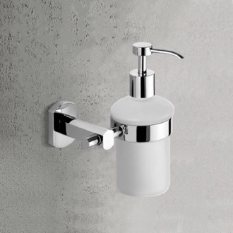 Soap Dispenser Soap Dispenser, Wall Mounted, Round, Frosted Glass Gedy ED81-13